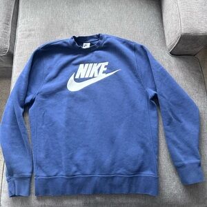 Nike Women's Blue Sweatshirt with White Logo